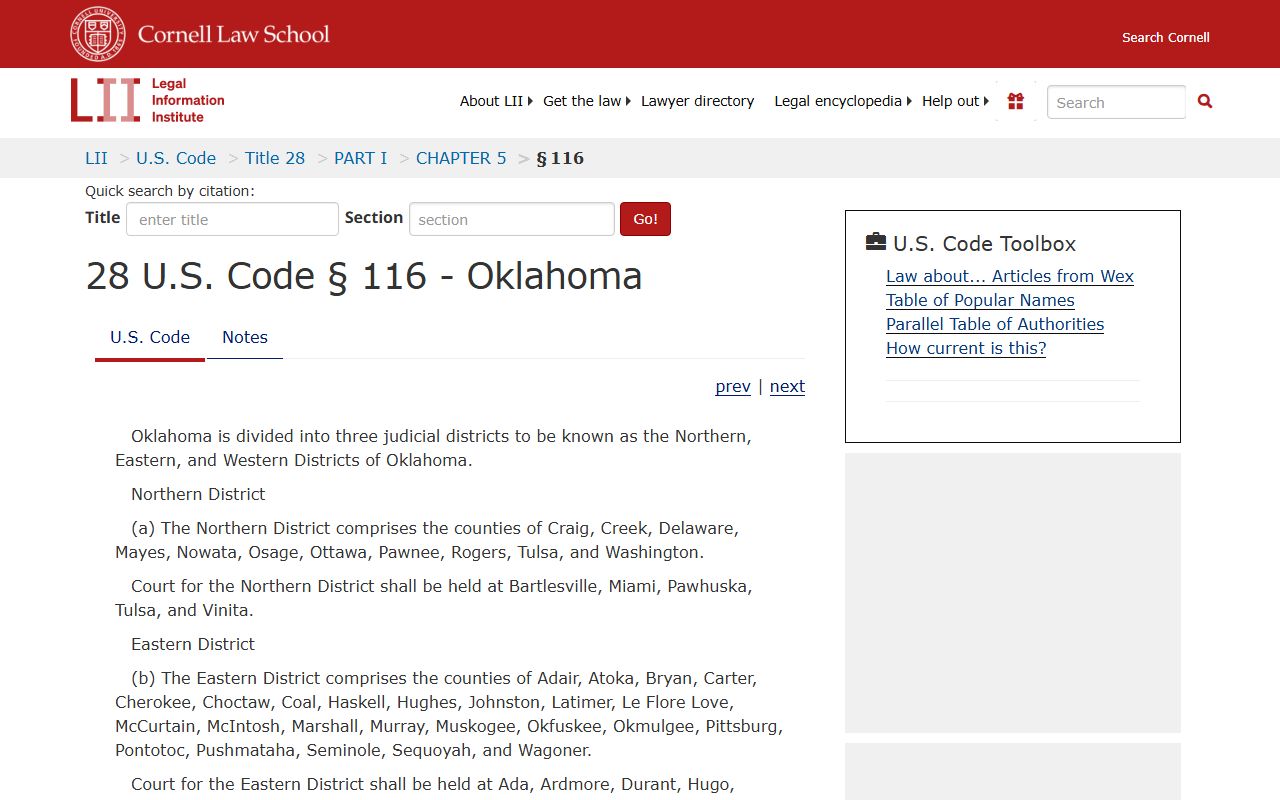 Federal judicial districts in Oklahoma covering Kingfisher County court records