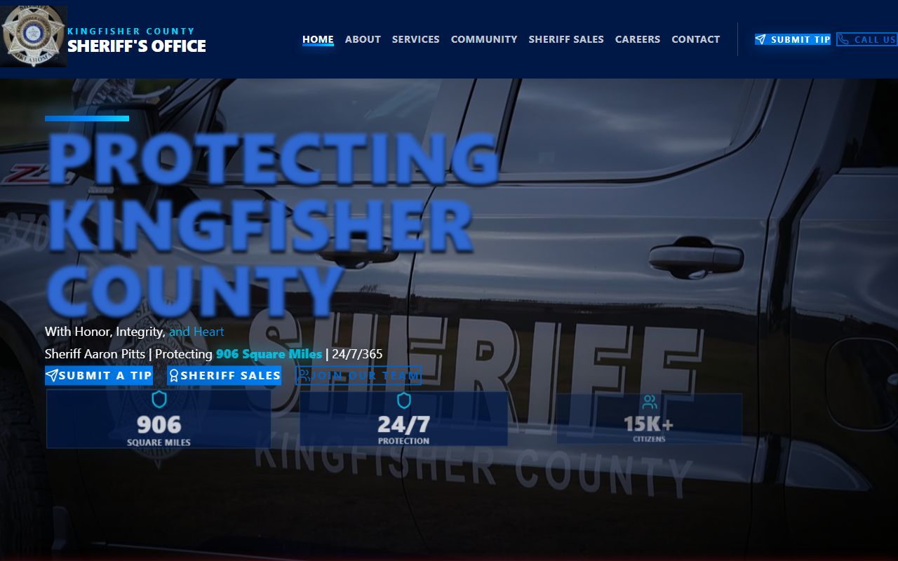 Kingfisher County Sheriff site with jail and inmate records contacts