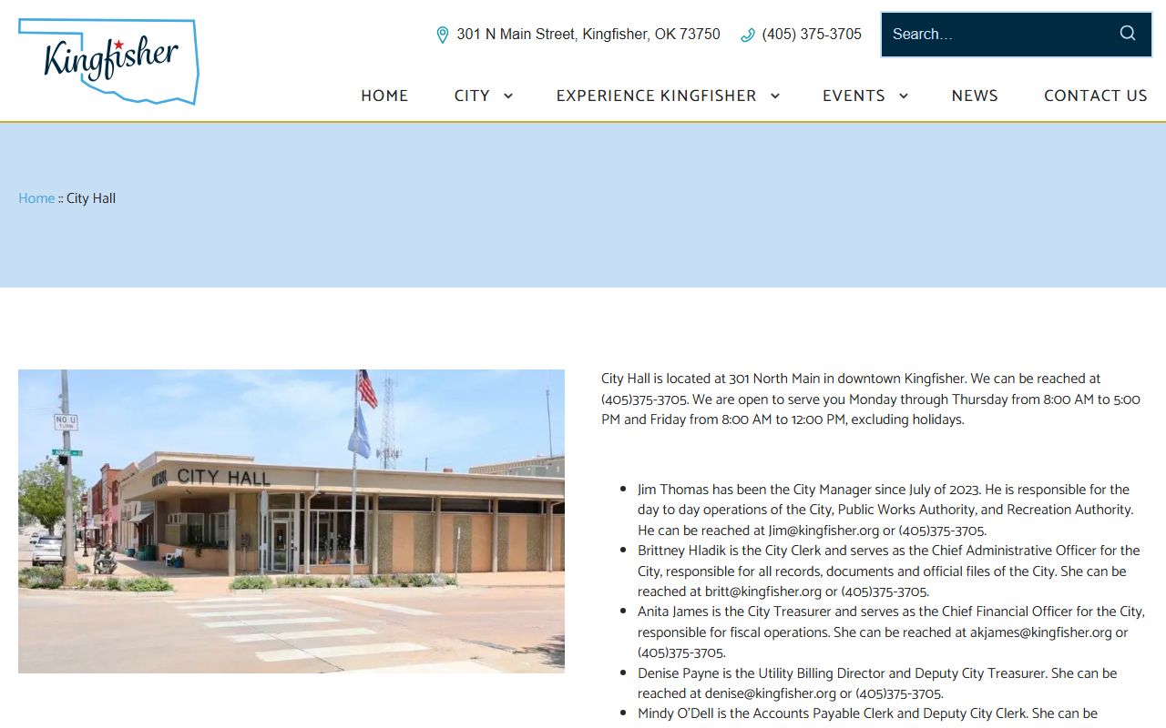 Kingfisher County traffic court records handled at the City of Kingfisher City Hall