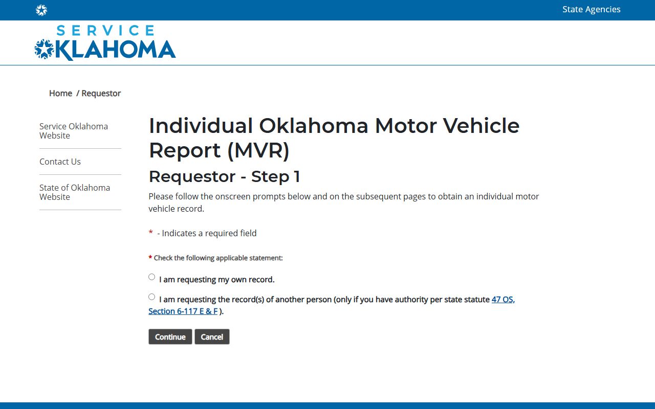 Kingfisher County driver record request through the Service Oklahoma motor vehicle report portal