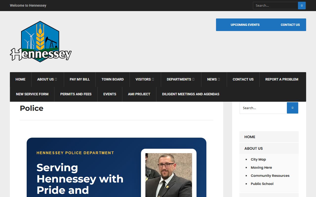 Kingfisher County warrant records and the Hennessey Police Department